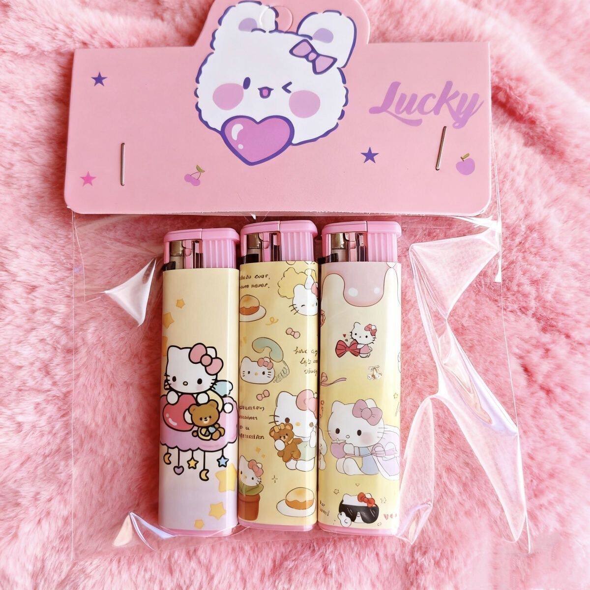 hellokitty凯蒂猫防风打火机创意包纸可爱卡通高颜值粉色火焰礼物