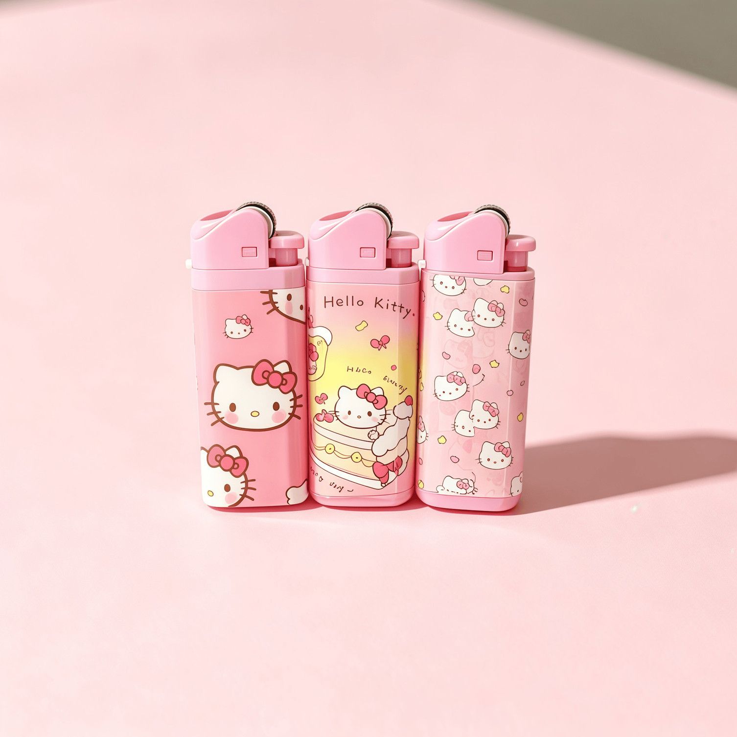 hellokitty凯蒂猫砂轮打火机创意手工包纸一次性明火可爱卡通礼物