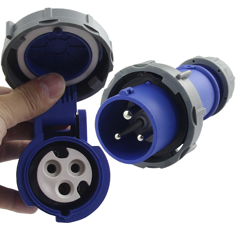 房车外接电源公母插头 营地水电桩连接器 3芯16a32安220v工业插座