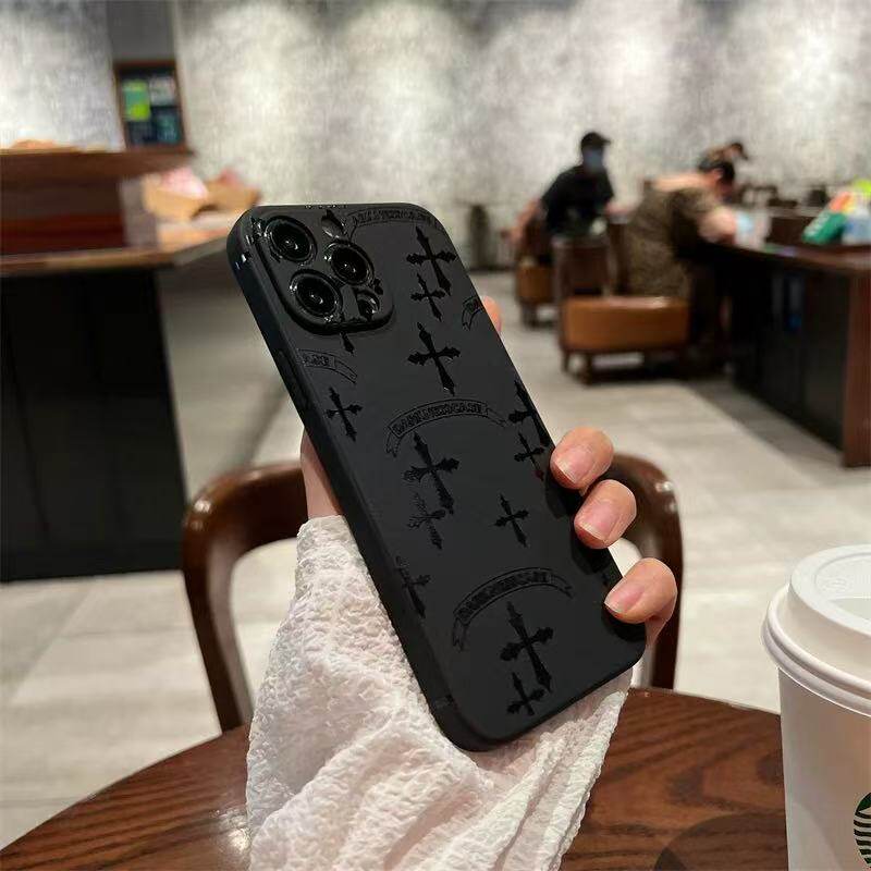 潮牌十字架适用苹果16promax手机壳iPhone17黑元素14/15新款13个性11简约12软华为p70荣耀90vi