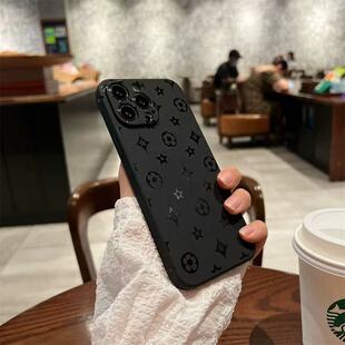 潮牌老花花纹适用苹果16promax手机壳iPhone17黑元素14/15新款13个性12硅胶11华为p70荣耀90vivo小米红米OPPO
