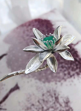 听白手作莲花荷发纯银发簪发钗