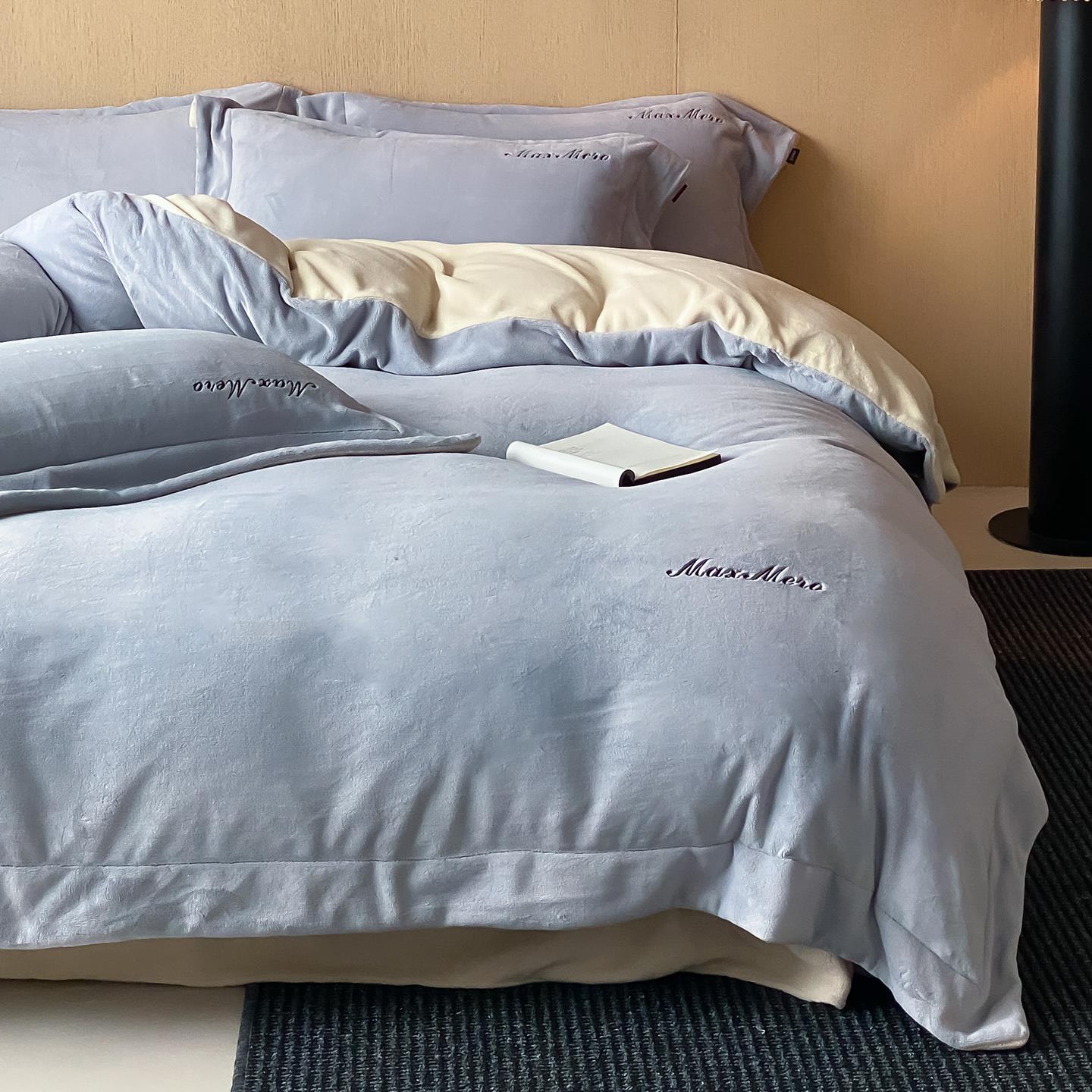 秋冬加厚保暖牛奶绒四件套 抗静电现代简约双面绒珊瑚绒床单被套