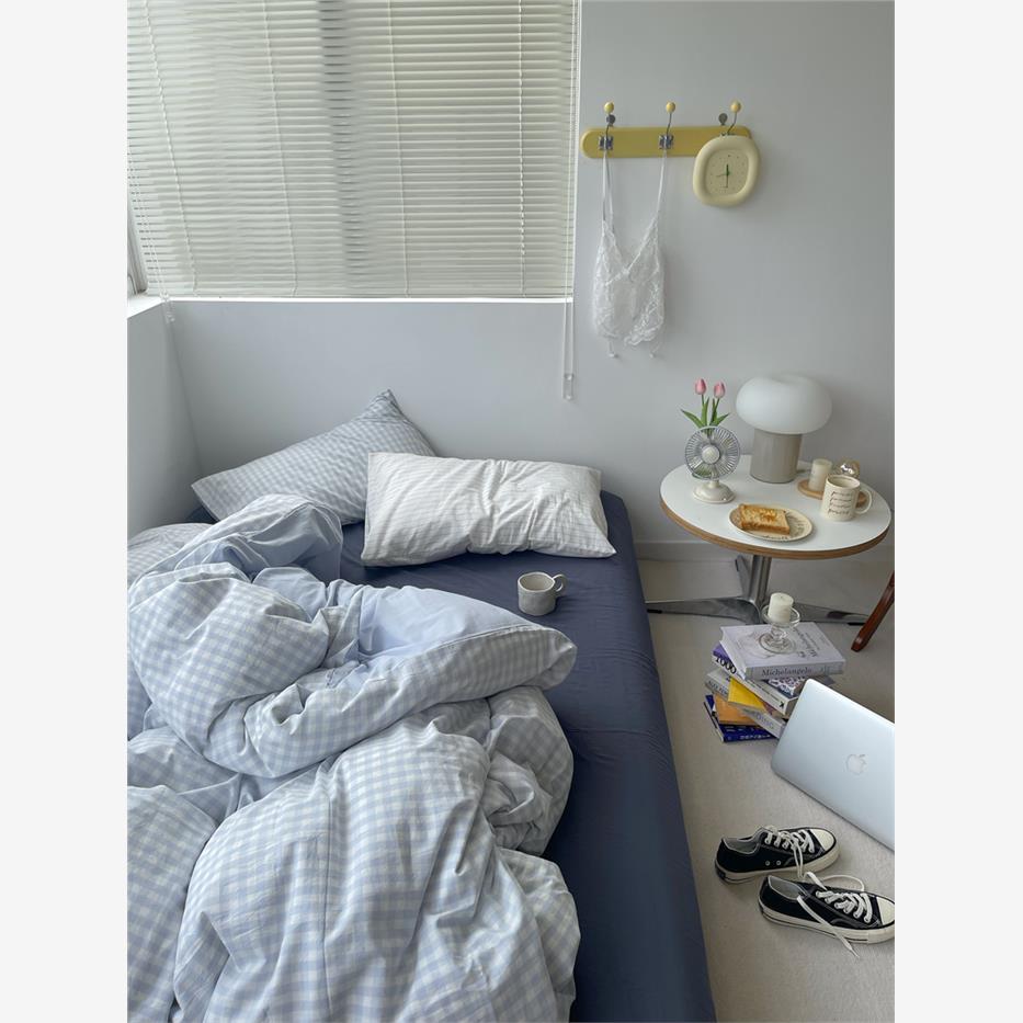 关于蓝色  ins纯棉水洗棉四件套全棉床单被套床笠床上用品