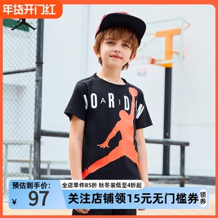 NIKE AIR JORDAN耐克童装男童纯棉短袖T恤2025夏季儿童经典款上衣