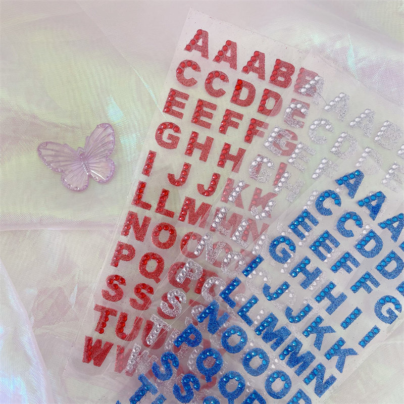 钻石字母贴纸彩色粘贴饰品儿童水晶DIY奖励玩具趣味贴画手账装饰