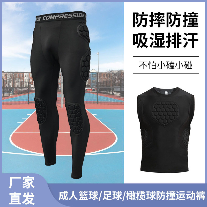 跨境成人守门员服套装男蜂巢防撞篮球背心长裤门将足球训练运动服