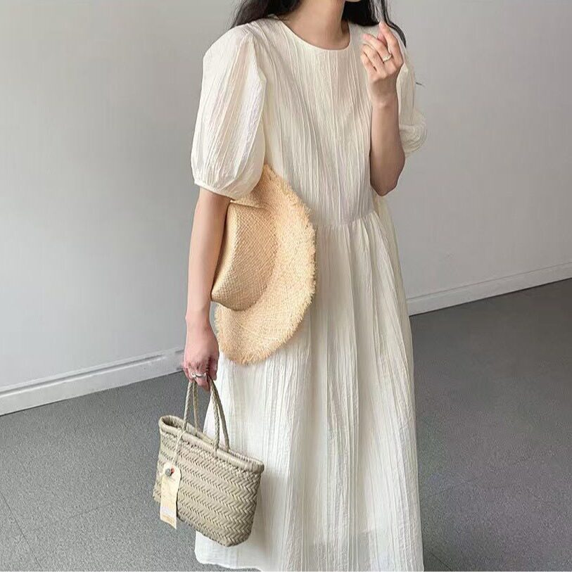 韩系慵懒风正反两穿宽松大码连衣裙日常百搭夏日度假裙2026新品女