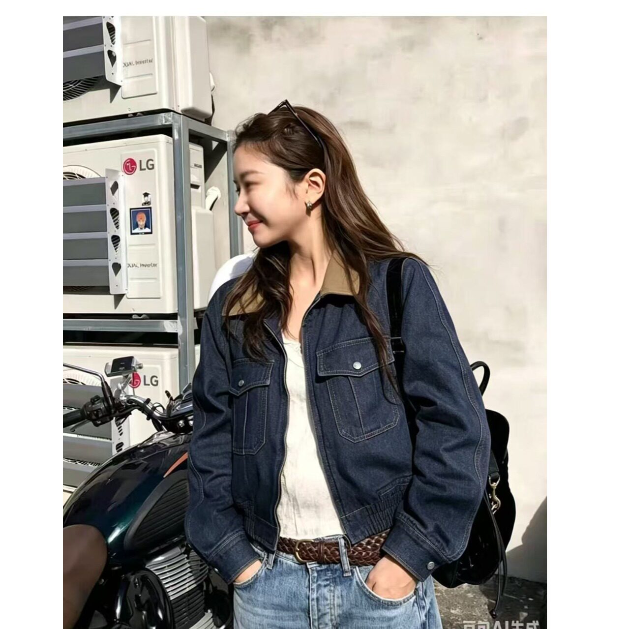 韩风短款复古牛仔外套宽松休闲翻领夹克百搭显瘦上衣女2026秋季