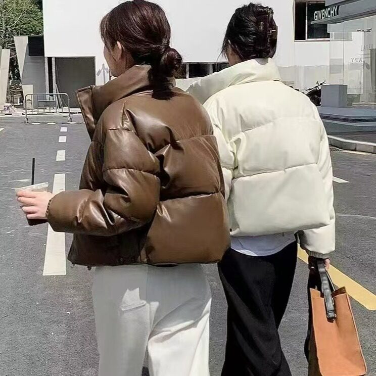 韩国chic2026秋冬新款立领插袋松紧袖口短款女时尚保暖外套女开衫