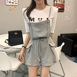 大口袋短裤 韩国东大门2026夏季 百搭显瘦减龄背带短裤 时尚 子潮 新品