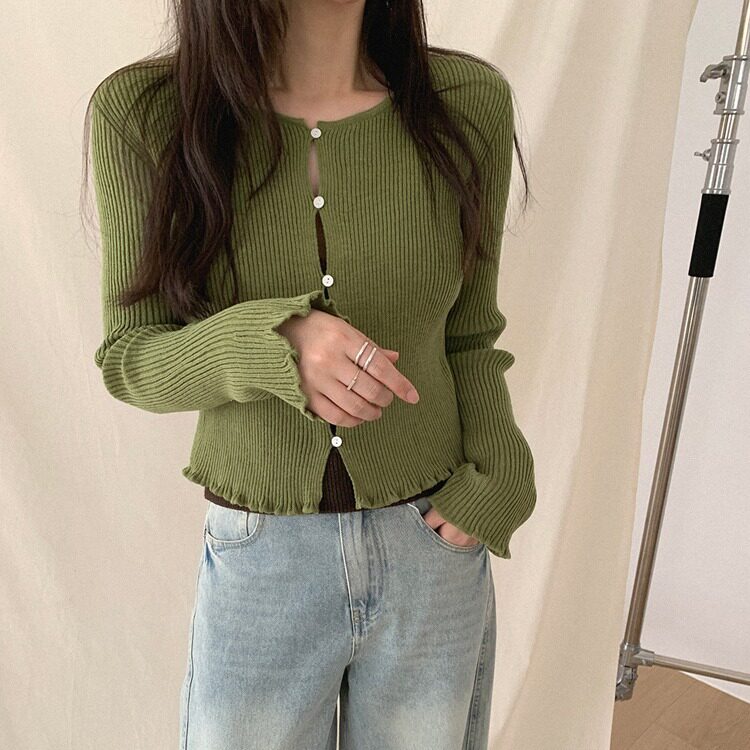 chic韩国2026春款新品净版单排扣短款显瘦百搭长袖百搭开衫女上衣