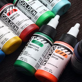 进口GOLDEN高登丙烯颜料高流质液体墨水喷枪喷笔diy手绘画bjd防水