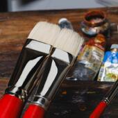 德国Davinci达芬奇猪鬃油画笔7123长杆平头丙烯笔硬毛水粉笔专业