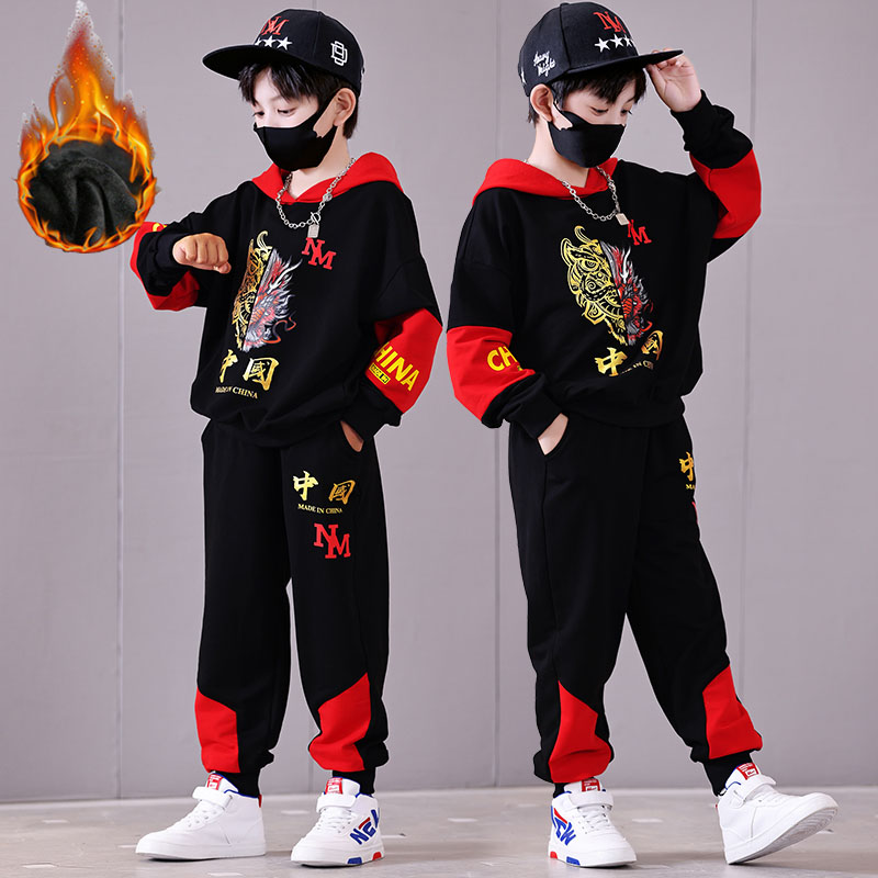 男童套装加绒加厚冬装2025新款儿童秋装潮牌休闲韩版帅气运动潮流
