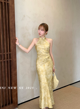 YOOMINI-袍H型收腰国风叙事感2025夏新款气质长裙连衣裙M16542-SW