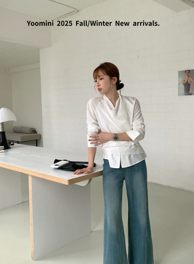 YOOMINI-休闲阔腿牛仔裤2025初秋上新牛仔裤(配腰带)YT19109-DSF