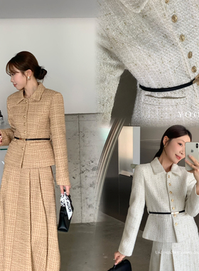 YOOMINI-外套+名媛温婉法式2025秋冬半身裙套装(配腰带)M60071-LR