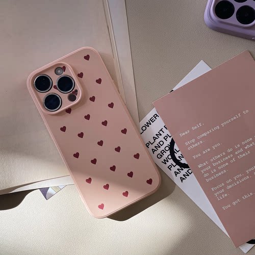 粉色x手机壳13爱心14pro高级感iphone16全包p50华为pura70简约nova8荣耀90小米14红米note12turbo少女vivos17