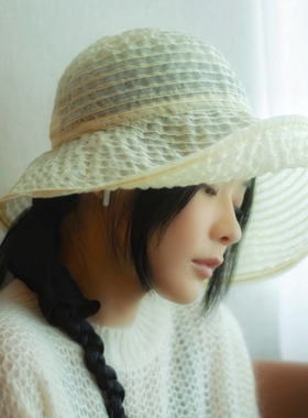 MING 胶片异次元 l 梦幻浪漫雪纱带透视超大檐渔夫帽可折叠可手洗