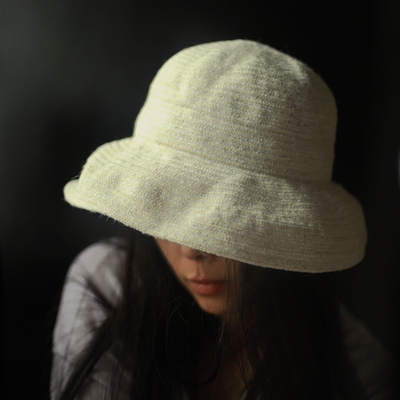 春季原创薄羊毛混折叠遮阳渔夫帽