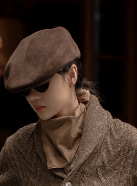 MING 老洋房 l 日本仿麂皮绒复古文艺百搭气质鸭舌帽狩猎帽前进帽