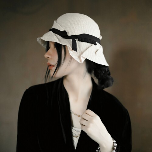 原创复古手工马尼拉麻春夏钟形帽