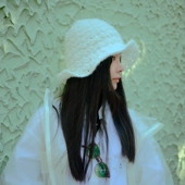 MING 雪菠萝 手工松针秋冬浪漫马海毛羊毛混盆帽折叠渔夫帽