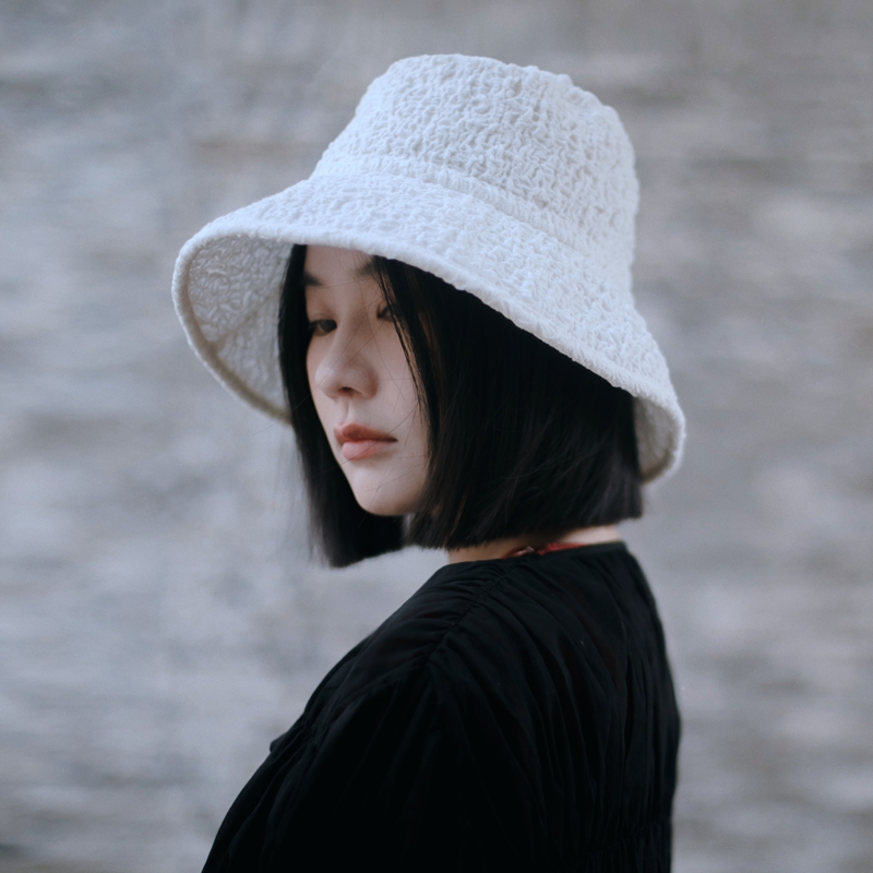 泡泡棉肌理宽檐春夏折叠渔夫帽