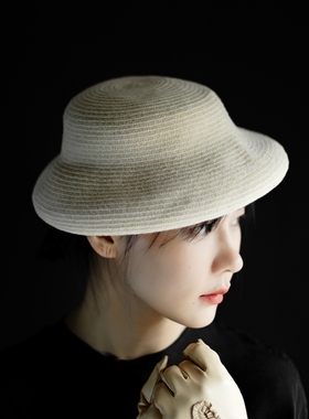 MING 犹在天外 l 雪尼尔木模手工制秋冬米白贝雷帽复古飞碟帽