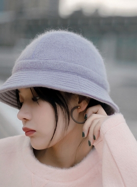 MING 雪国 l 日本马海毛羊毛复古休闲短檐渔夫帽圆顶休闲秋冬盆帽