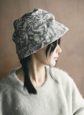 MING 雾玲珑 l 灰色提花秋冬百搭梦幻螺旋渔夫帽折叠显脸小盆帽