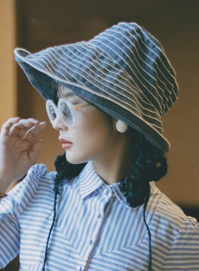 MING 糖果日记 l 原创出游日常春夏大檐可折叠防晒帽条纹太阳帽