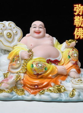 笑佛空心汉白玉大肚弥勒佛菩萨神像宽体招财家用供奉店铺摆件客厅