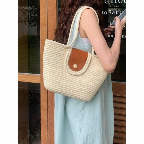度假风沙滩大容量编织包韩国东大门同款托特包手提菜篮子包单肩女