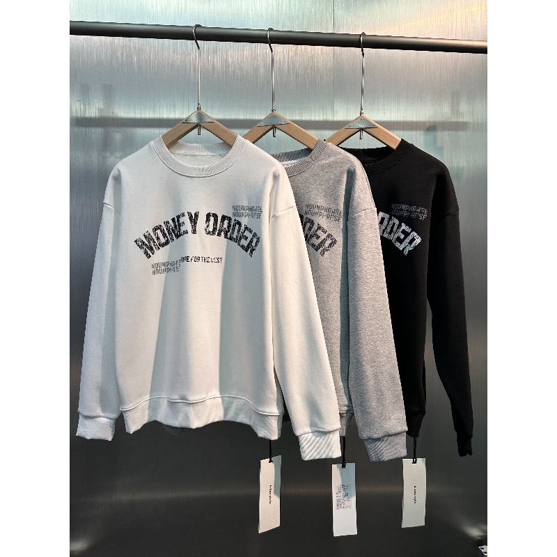 981-983素3 冬季潮牌男女高品加绒加厚百搭圆领打底卫衣 WY88006