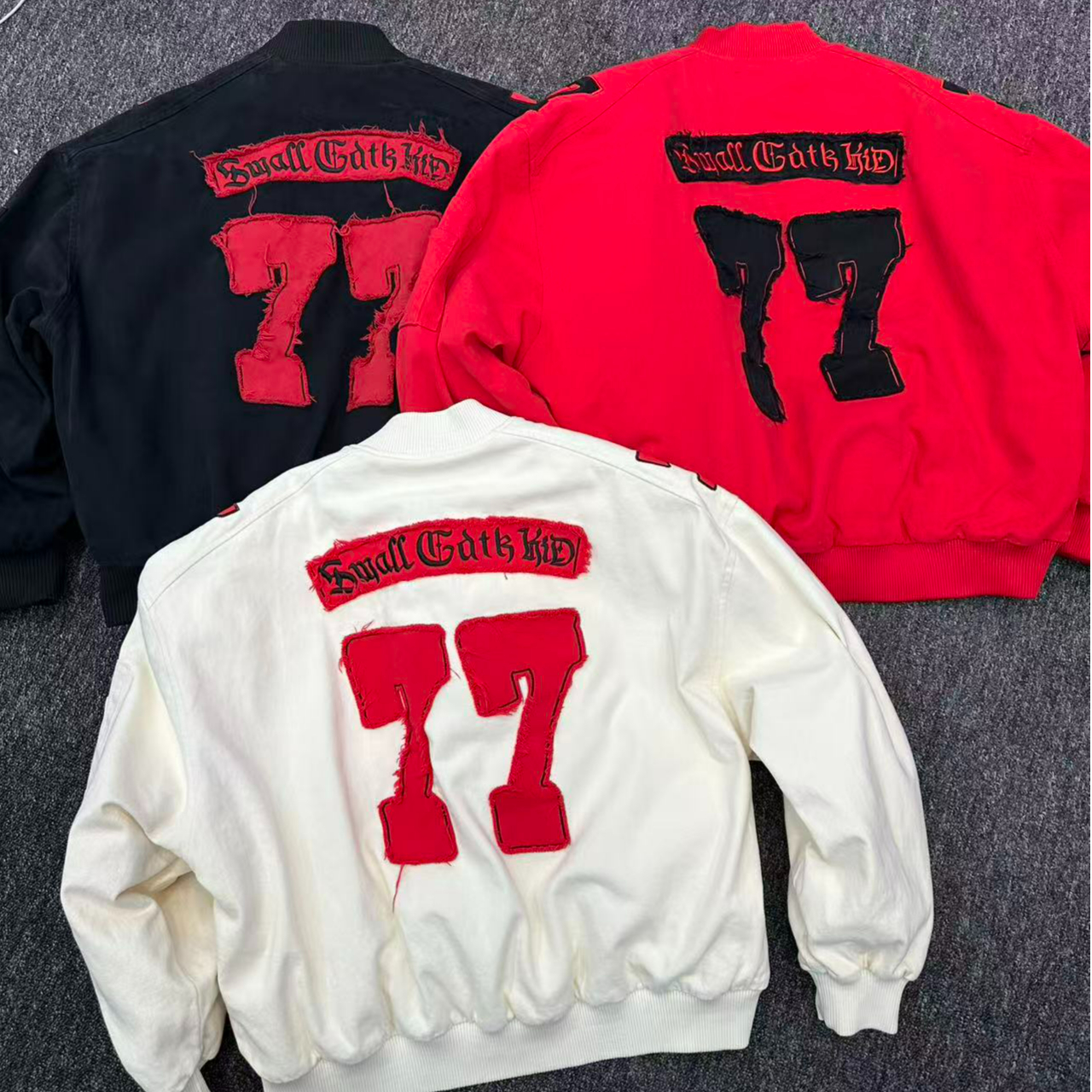 622-624 素3 幸运77 潮牌男女短宽洗水牛仔贴布羽绒服外套 YR3915