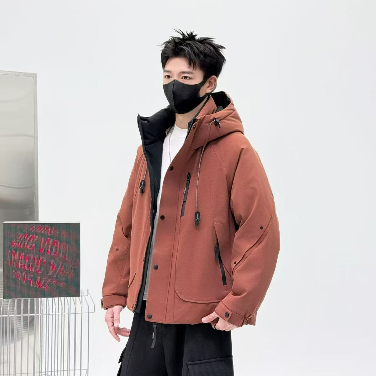 627-628 素3 冬季男女90绒子户外三防工装连帽羽绒服外套 YR8037