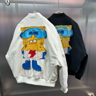 YR3898 海绵潮牌男女短宽洗水牛仔贴布羽绒服 542 543素3