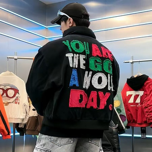 男女洗水贴布绣短宽立领羽绒服外套 876 潮牌冬季 素3 YR3888 878