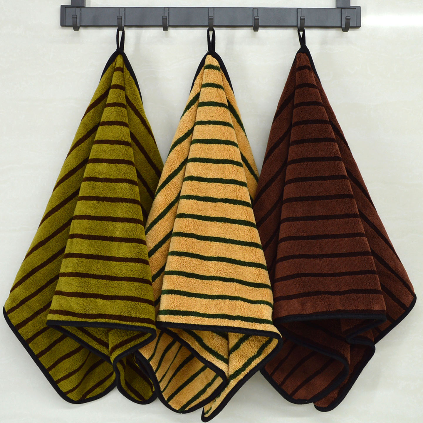 珊瑚绒毛巾加大极简条纹吸水家用成人男士柔软不掉毛洗脸巾洗澡巾