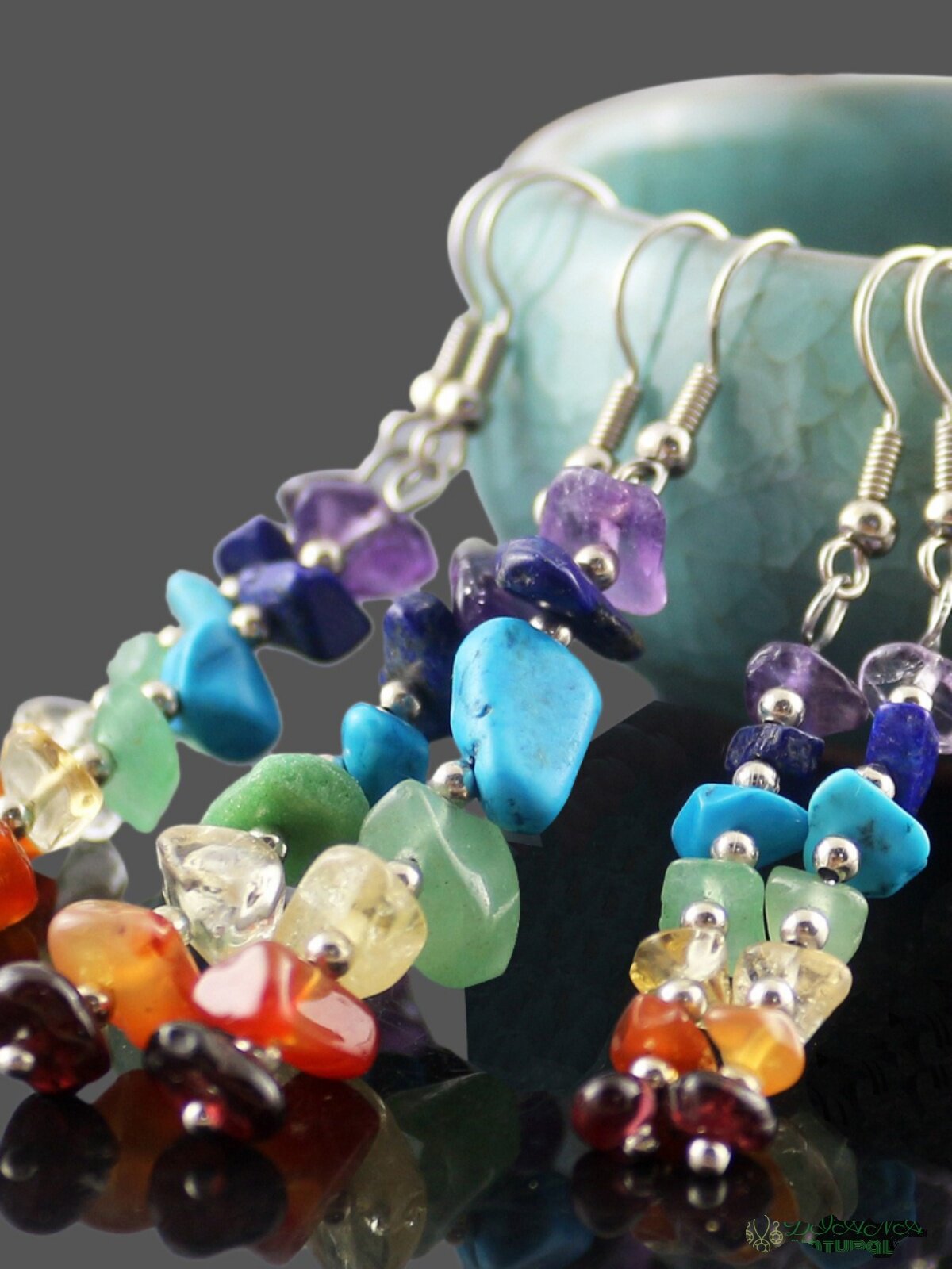 핸드메이드 7종 자갈 롱 이어링과 이어후크