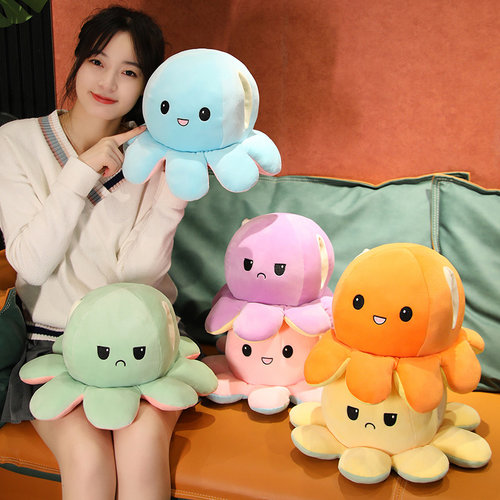 变脸小章鱼暖手公仔抱枕