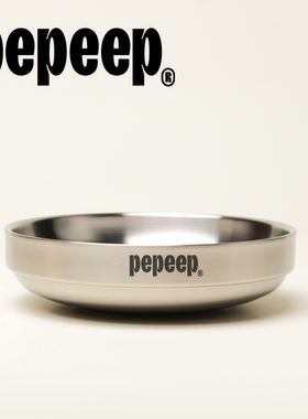 pepeep宠物不锈钢盘双层隔热食品级不锈钢宠物零食盘