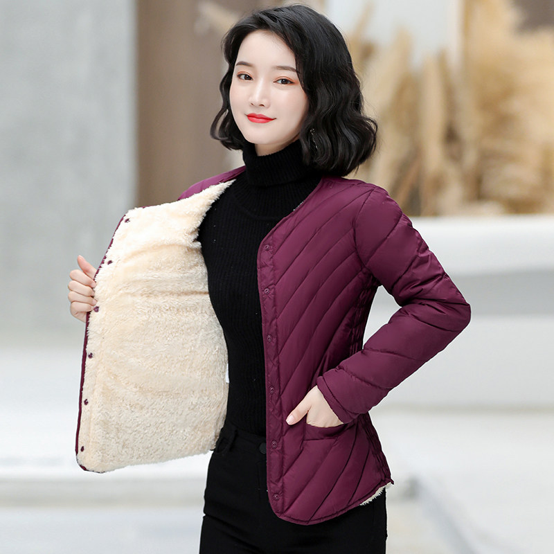 轻薄羽绒棉服女短款加厚韩版冬季修身加绒棉衣外套棉袄大码中老年