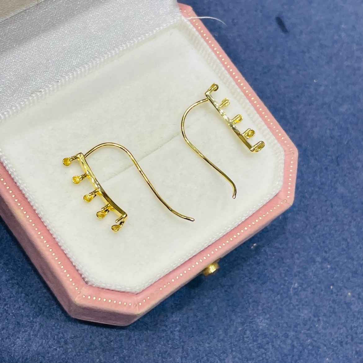 国内精工S925纯银T家耳钉耳环空托配件可配3.5-4mm爪牙耳勾