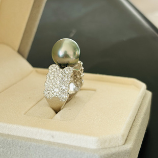 DIY珍珠配件S925纯银繁星系列珍珠戒指空托可配11-12mm