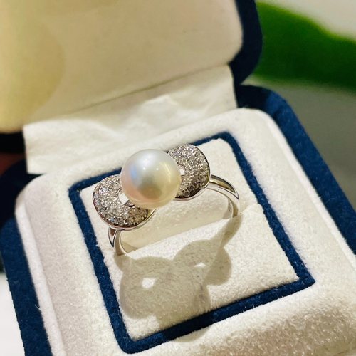 国内精工S925纯银M家同款KT猫蝴蝶结戒指空托配件可配7-8mm