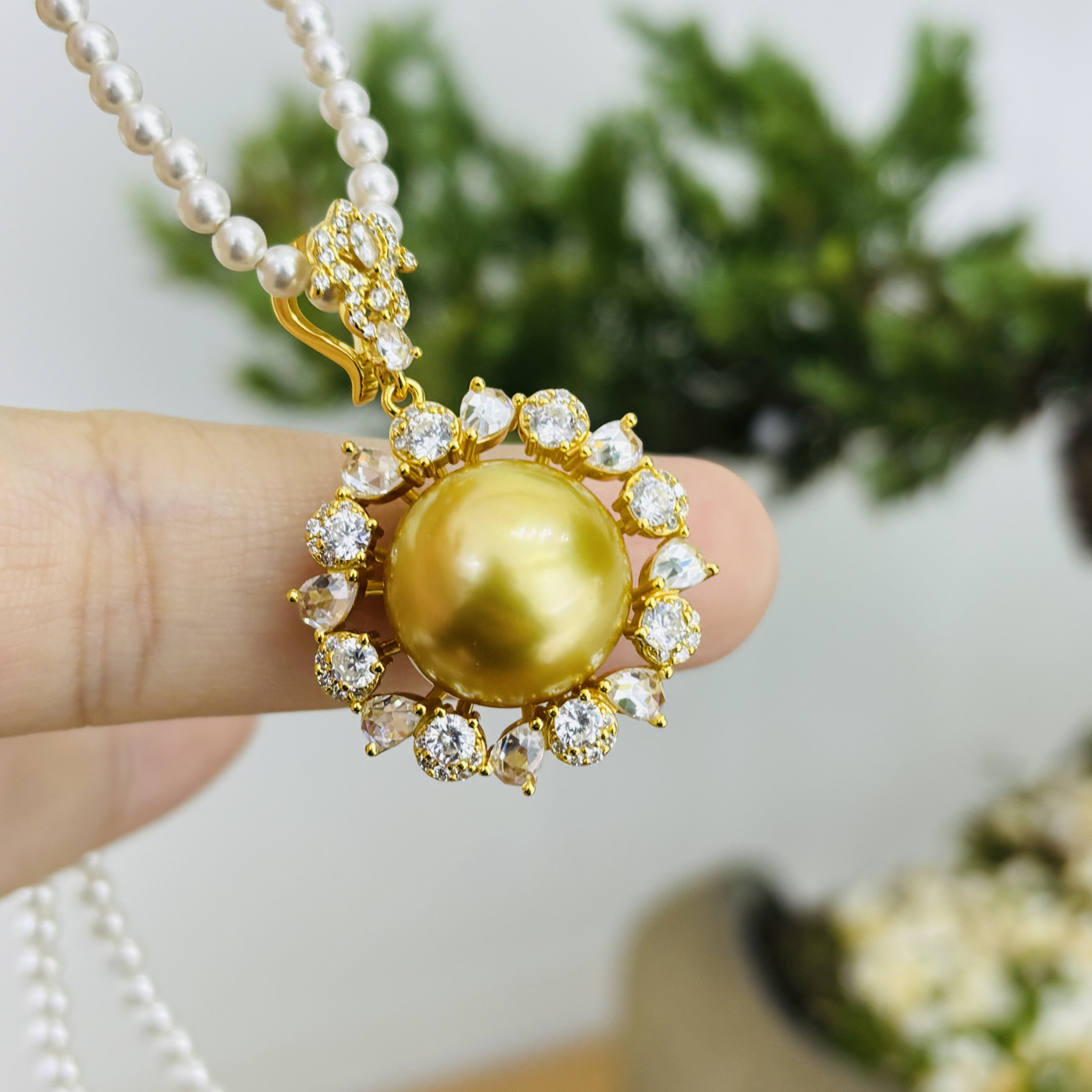 豪镶精工diy配件可配13-14mm珍珠万能扣吊坠