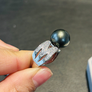 M家款大M精工纯银戒指微镶锆石可配10-11-12mm厚实大气